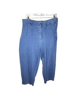 Halara Womens Blue Elastic Waist Cotton Pants M Regular Cropped